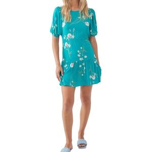 O'Neill Alta Dress - Turquoise Floral Mini - XL